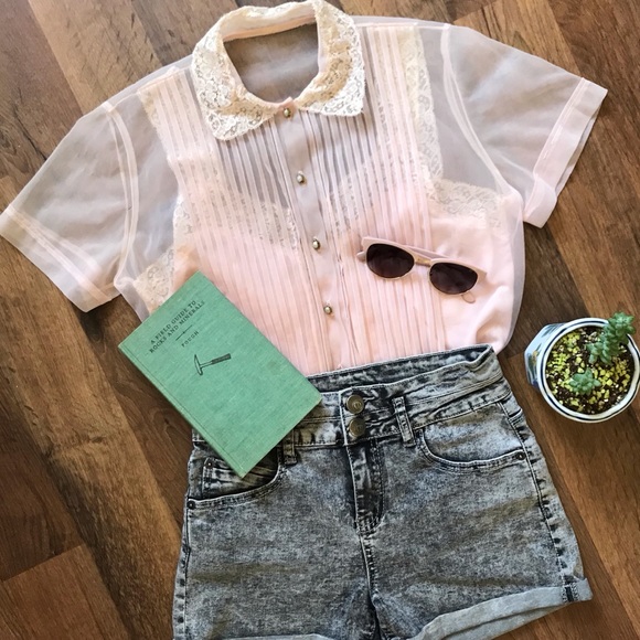 Vintage Tops - Vintage - Sheer Pink 1950’s / 60’s